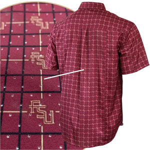 Florida State University FSU Garnet Game Day Short Sleeve Woven Shirt