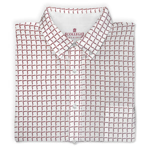 Folded white Florida State University FSU Seminoles Plaid Long Sleeve Button-down Shirt with Collar