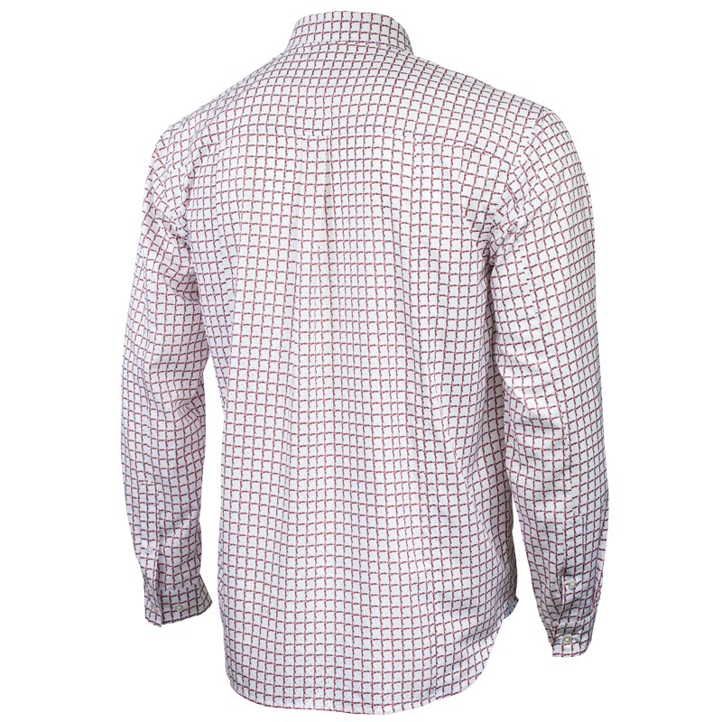 Back view of white Florida State University FSU Seminoles Plaid Long Sleeve Button-down Shirt with Collar