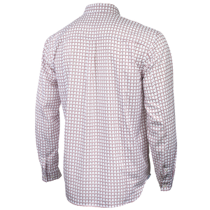 Back view of white Florida State University FSU Seminoles Plaid Long Sleeve Button-down Shirt with Collar